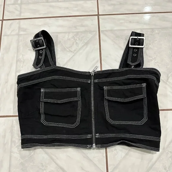 Nicole Miller Y2K Grunge 2 Piece Set Crop Top Size Large and Pants Size Small - Picture 9 of 14